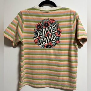 Santa Cruz Skateboards Striped Tee - Pink & Green